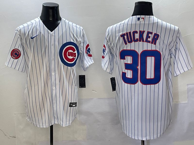 Men Chicago Cubs #30 Tucker White Stripe Game Nike 2025 MLB Jersey style 5